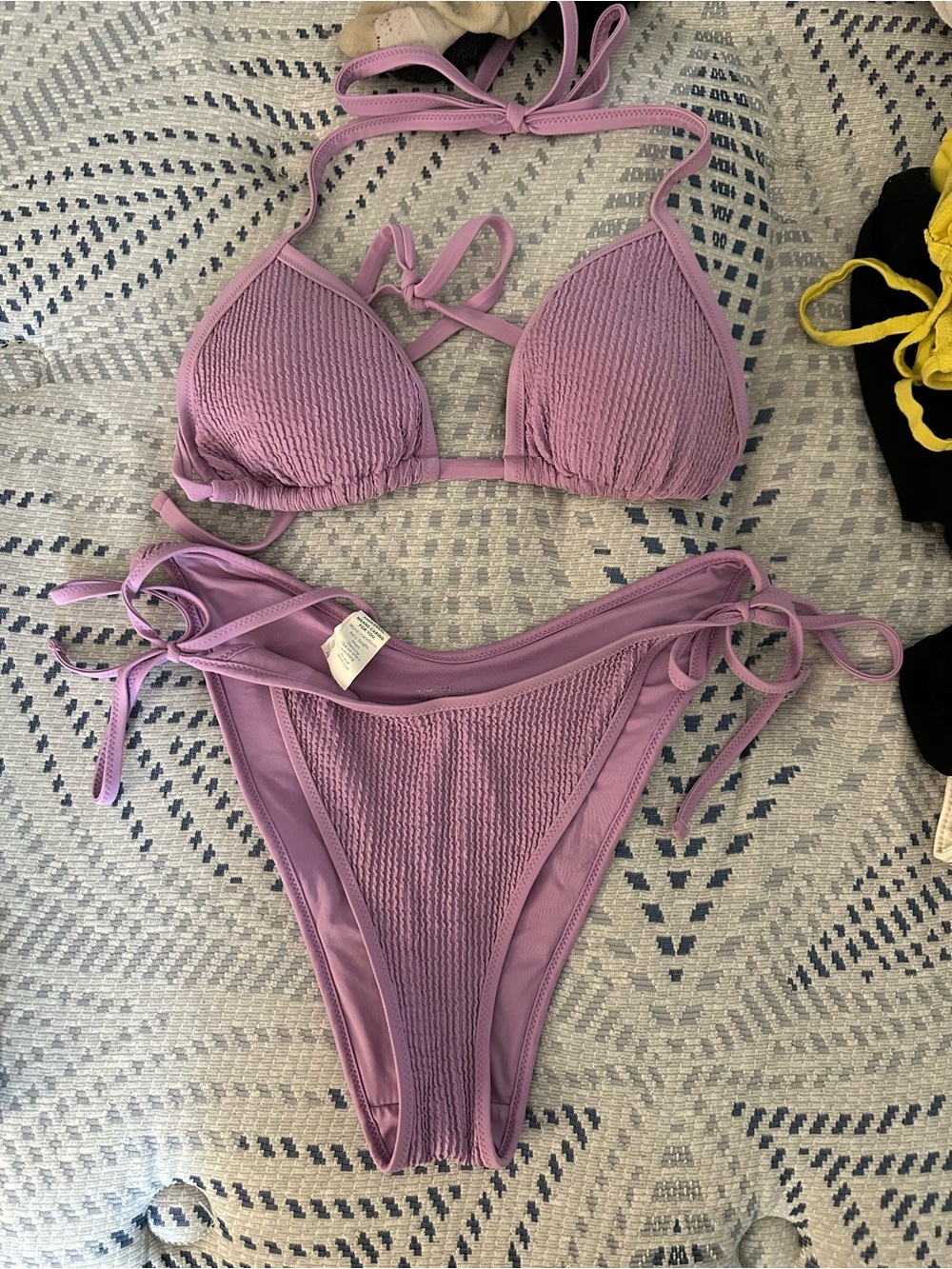 aerie Lilac Textured Tie-Side Bikini Set